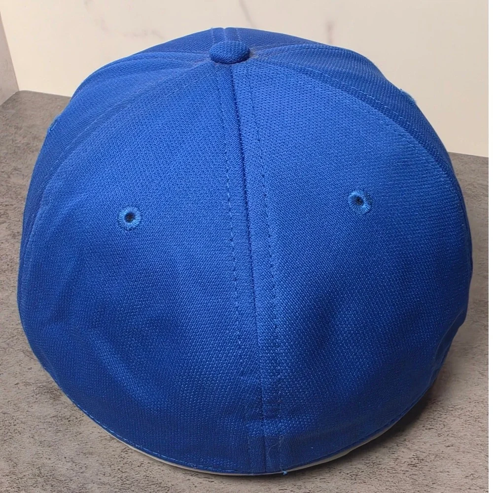 Blank Royal Blue Fitted Baseball Cap Flat Bill Athletic Mesh Hat 58.5cm Blank